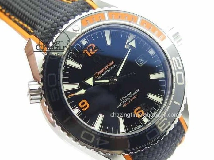 0521 Resilient Planet Ocean 2016 43.5mm SS OM 1:1 Best Edition Black Dial On Black Nylon Strap A 8167
